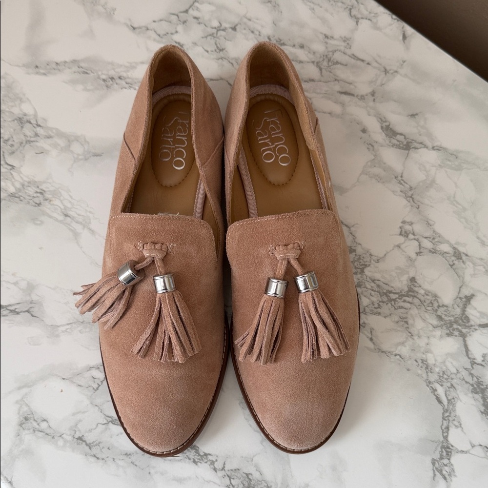 Franco Sarto Blush Suede Tassel Loafers